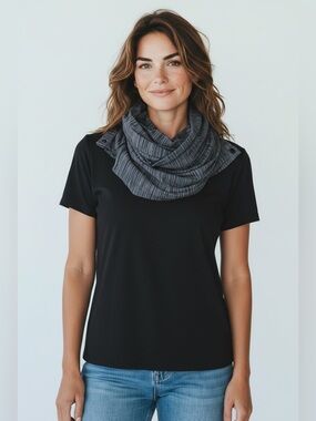 Champion Snap Scarf Multi-Way Infinity Shawl Shrug Space Dye Striped